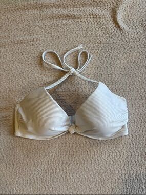 Shade & Shore white Ribbed Halter Bikini Top